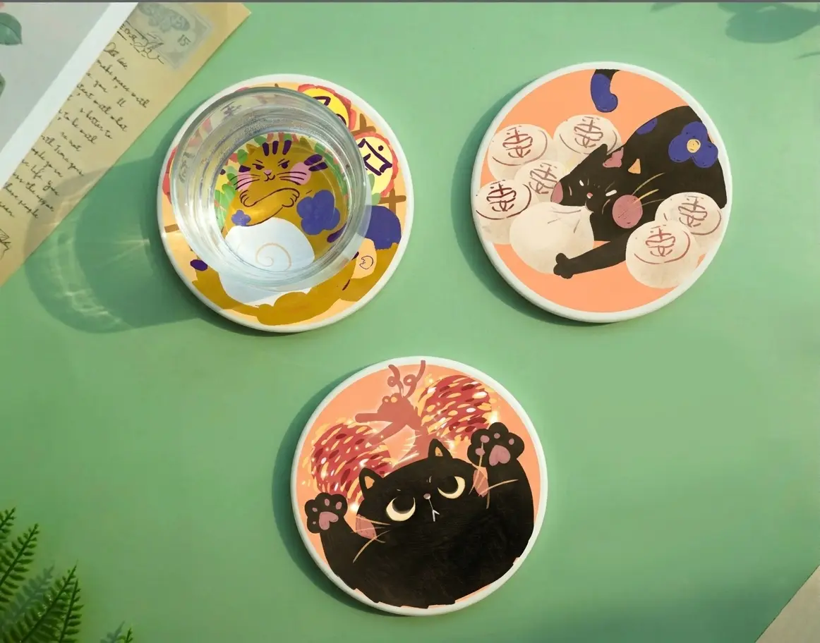PooPooCat Ceramic Coasters