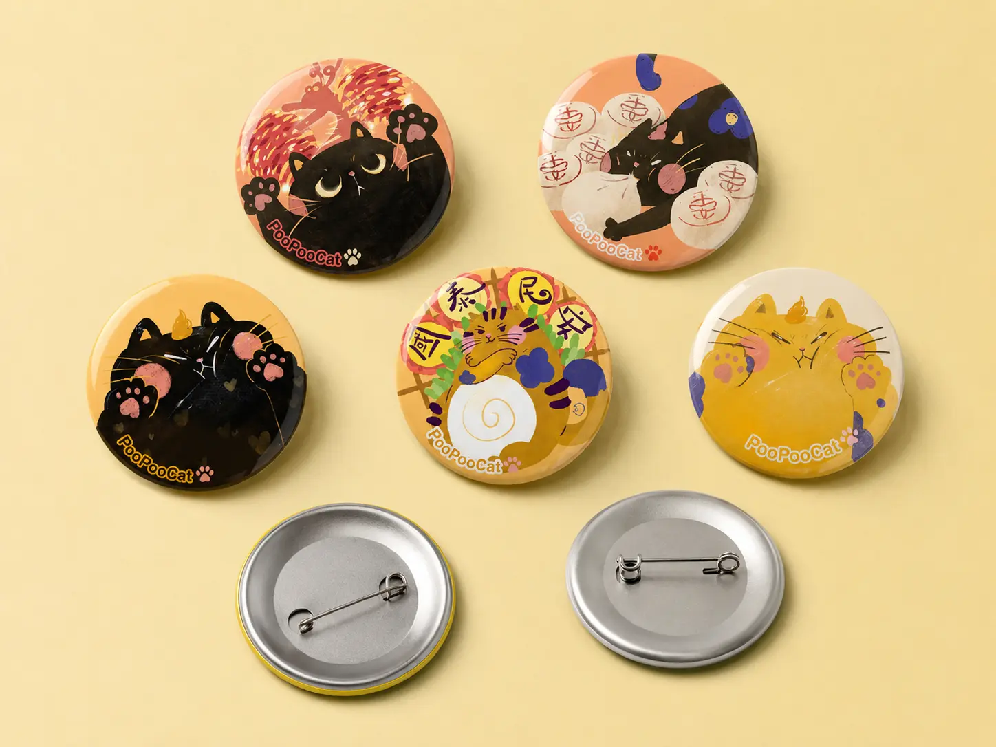 PooPooCat Enamel Pin Badges